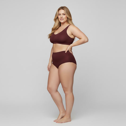 Seamless High-Waist Brief Wine red