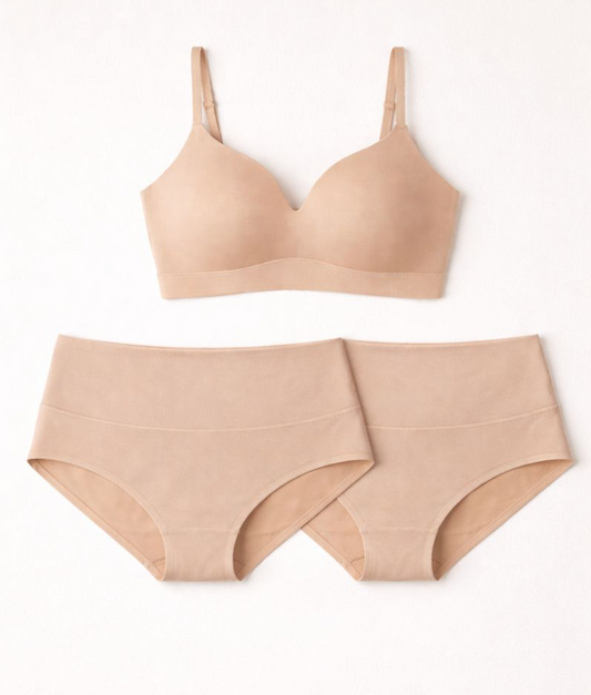 Sculpt Lift Set (1 Bra + 2 Bottoms) - Beige