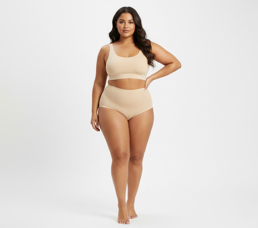 Seamless High-Waist Brief Beige